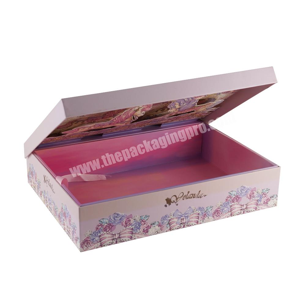 Wholesale custom design CMYK magnetic paper boxes cardboard wedding gift packaging luxury folding box with ribbon