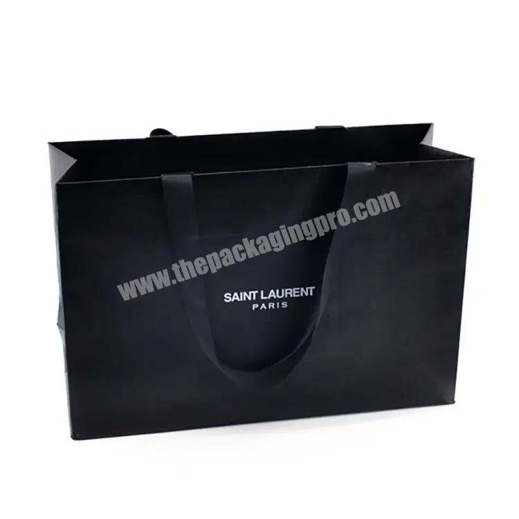 Wholesale custom printed black luxury shopping gift paper bag with handle paper bag with logo print