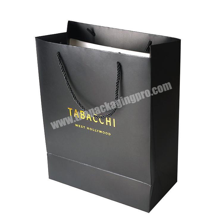 Wholesale custom printed premium luxury deluxe  boutique golden stamping shopping gift paper bag with ribbon