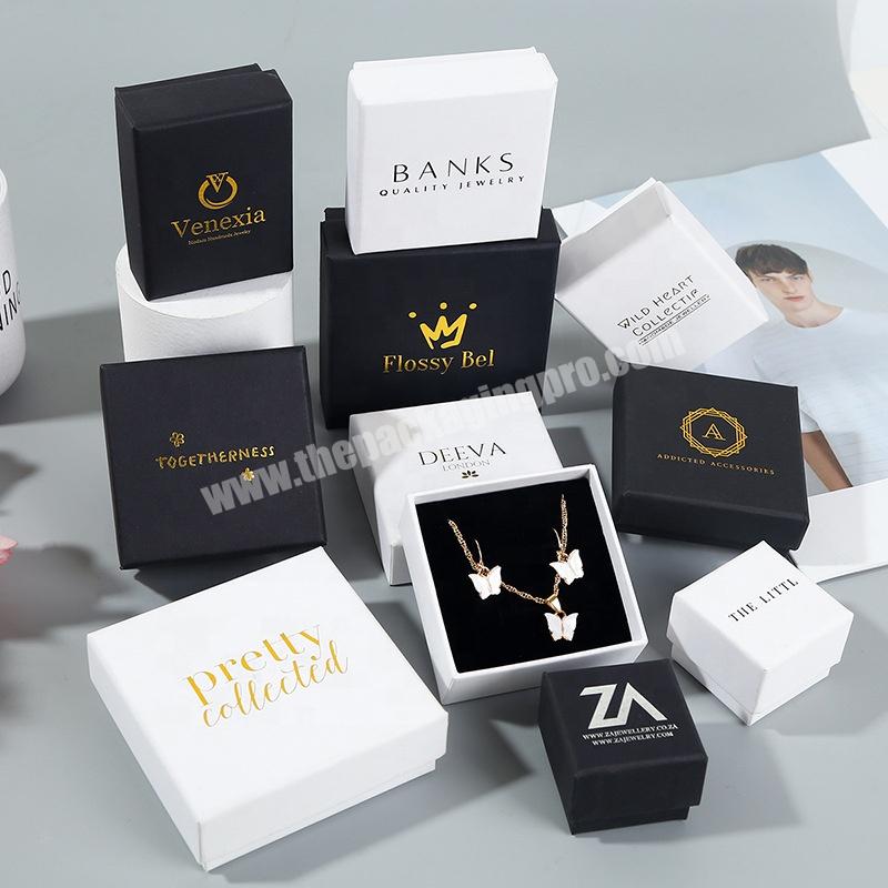 Yiwu Wholesale Plain Cheap Small Black Jewellery Box Mini White Jewelry Packaging With Logo Printed