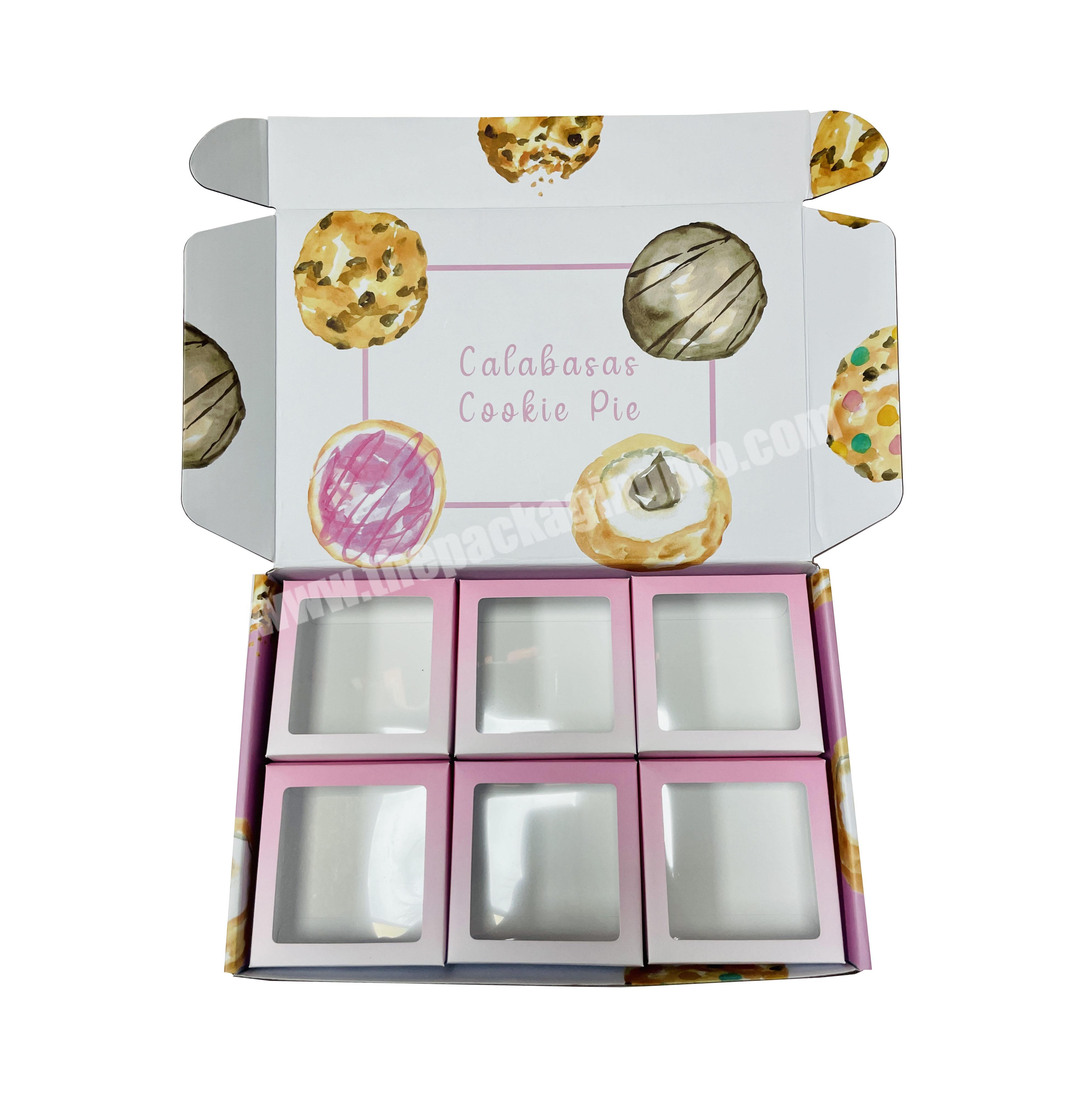 custom fancy 6 cookie boxes packaging food paper packaging box with small case