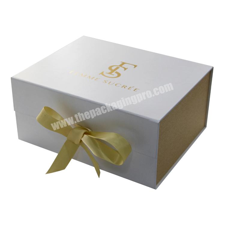 custom foldable color box packaging luxury white gold magnetic cosmetic gift boxes with lid