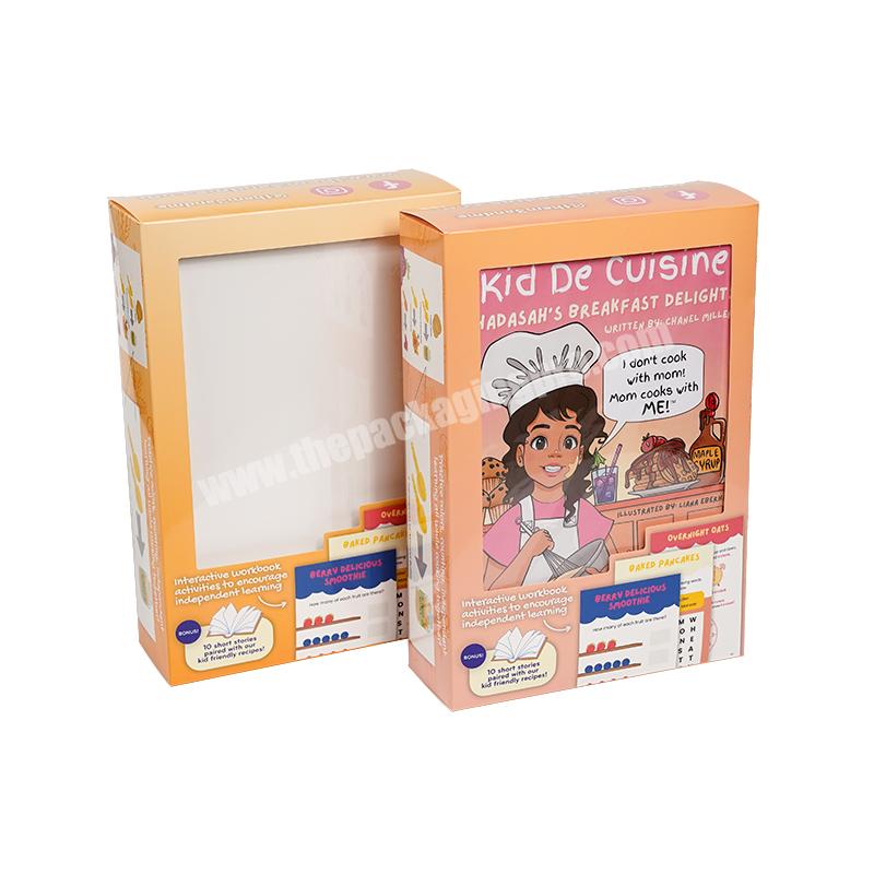 custom logo card paper box with pvc transparent window kid's toys  packaging children story books gift  boxes with insert