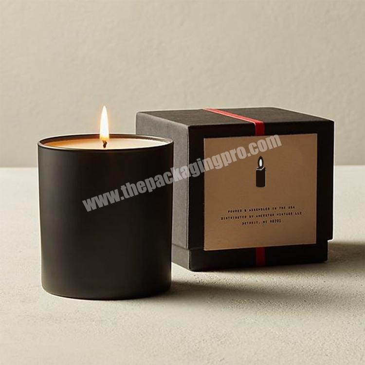 custom logo printing packaging hot stamping cheap black gift box magnetic for candles