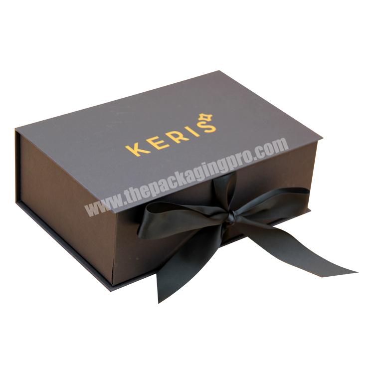 custom matte black rigid apparel boxes printing grey gold stamping scarf packaging box