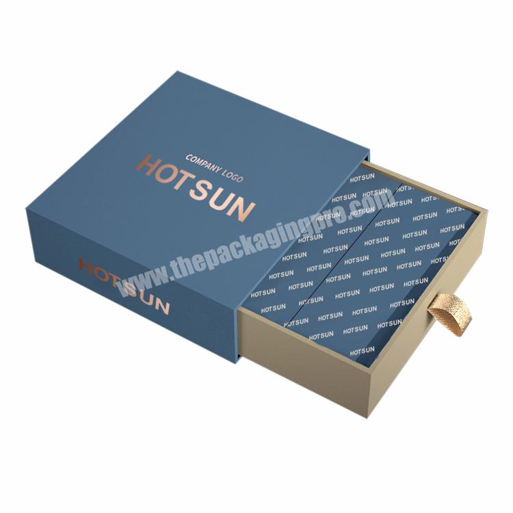 custom uv logo kraft paper soft close sliding drawer style gift packaging box with ribbon