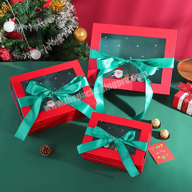 customized magnetic shoe box transparent luxury folding rigid christmas clothing packaging gift paper box with magnetic lid