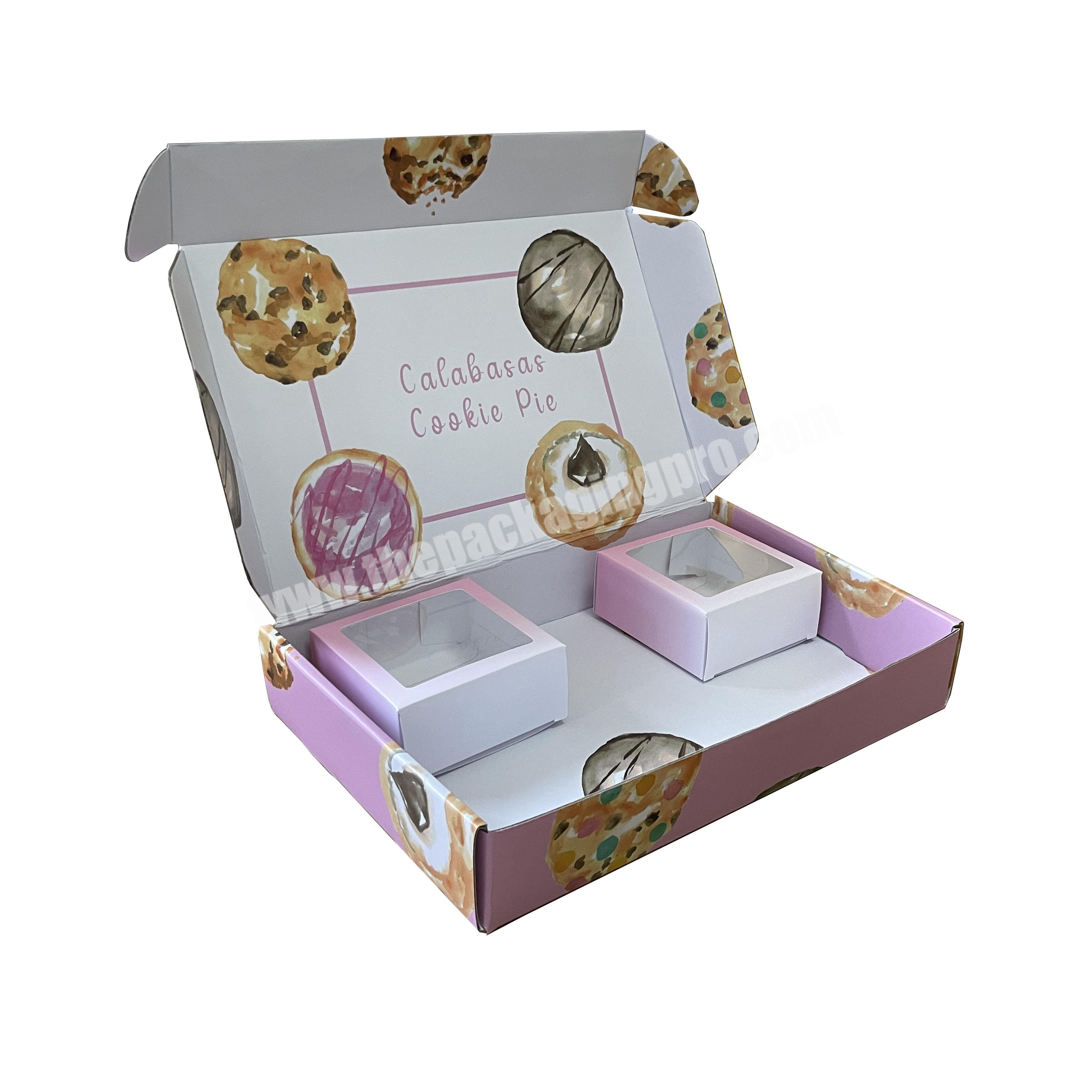 factory sale custom biodegradable pink paper mochi donut packaging cookie dough delivery cookie boxes with bags