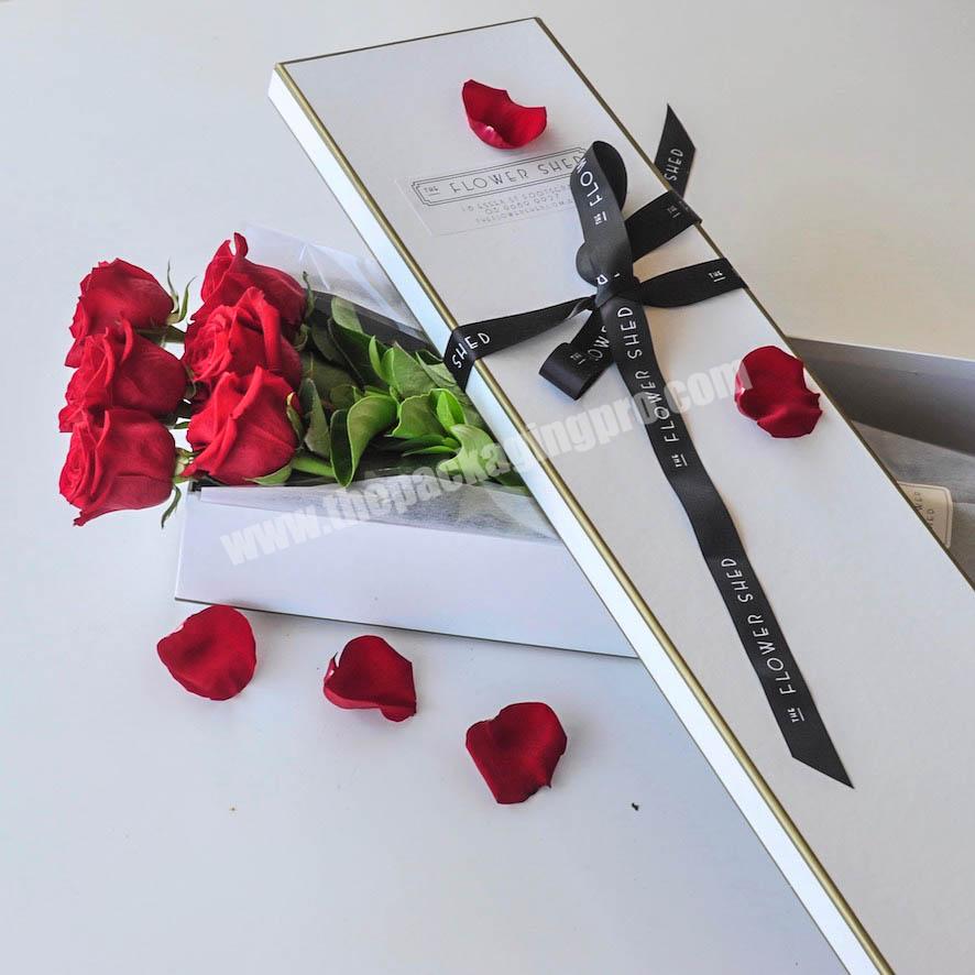 luxury custom flower preserved square long box gift flower arrangement for flowers packaging box