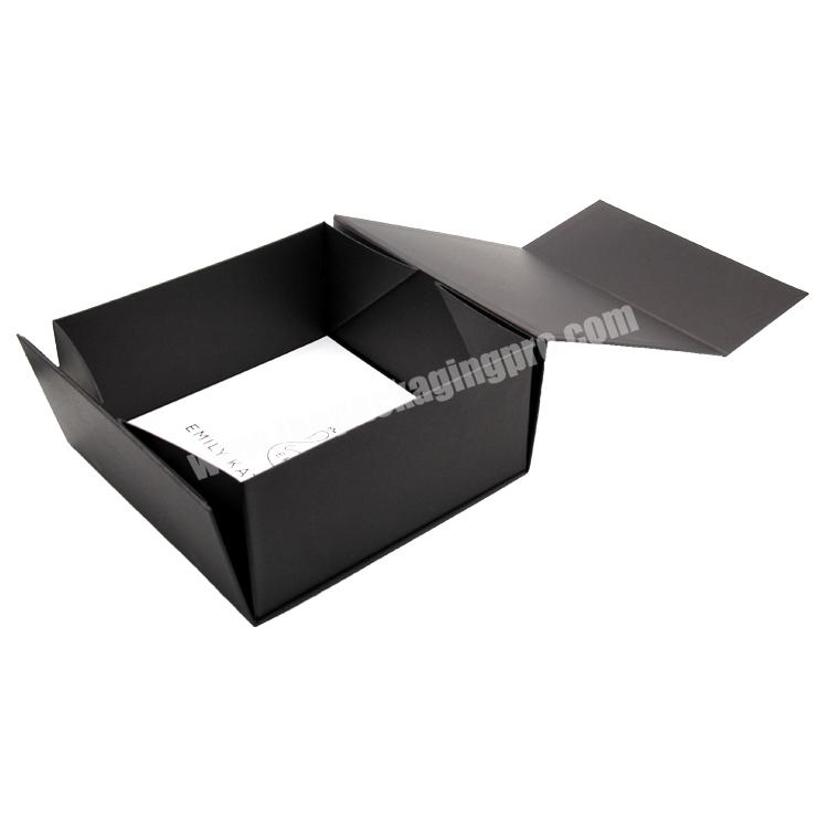 luxury empty square foldable black clothing packaging magnetic closure kraft gift boxes with lid