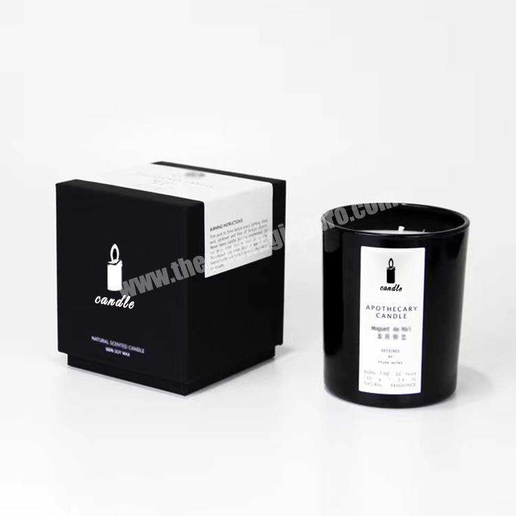 luxury logo print gift set packaging box with lid custom lid and base style scented candle jar packaging box for candles
