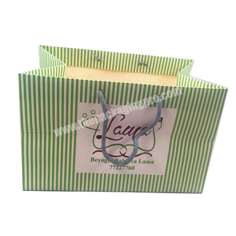 promotional brand small gift bags with handle logo glossy wide shopping bag