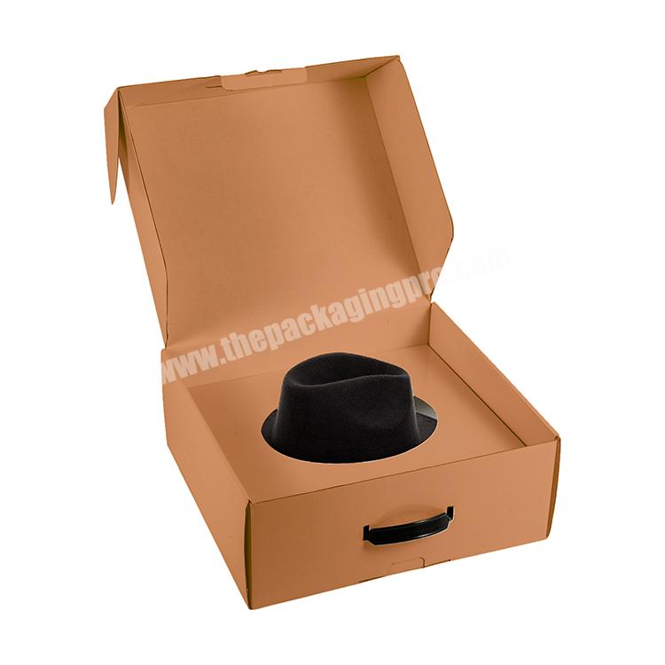 wholesale custom logo black cardboard boxing packaging bulk shipping fedora hat gift box with logo