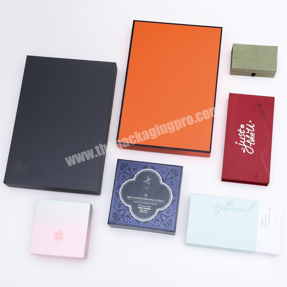 wholesale custom logo orange black flap magnetic rigid cardboard packaging gift box