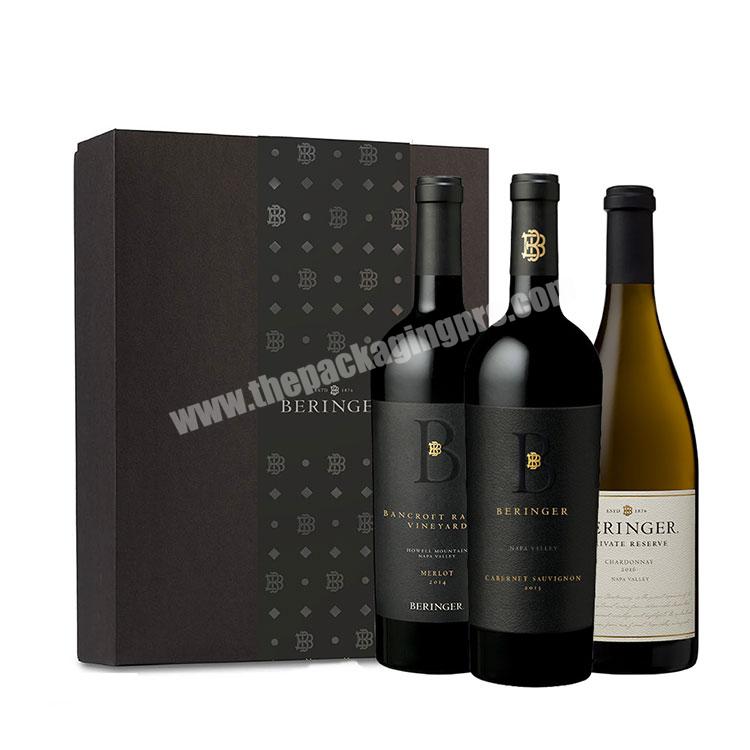 wholesale custom luxury black liquor bottle gift packing box