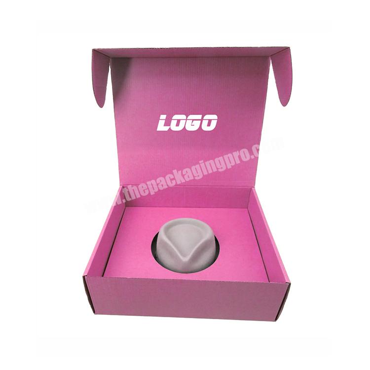 wholesale customized boxing fedora hat shipping boxes custom logo pink packaging boxes for hat