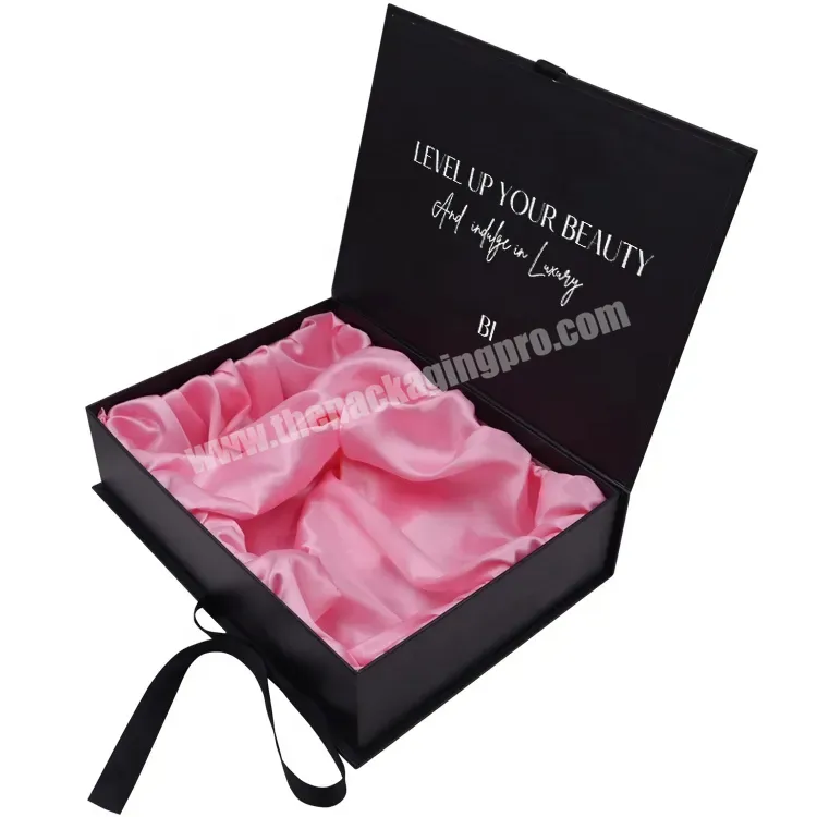 2023 Custom Design Hot Sale Box For Hair Extension Gift Cardboard Book Shaped Box Packaging With Satin Silk Insert And Ribbon - Buy Box For Hair Extension,Book Shaped Box Packaging,Luxury Gift Box With Satin Silk Insert And Ribbon.
