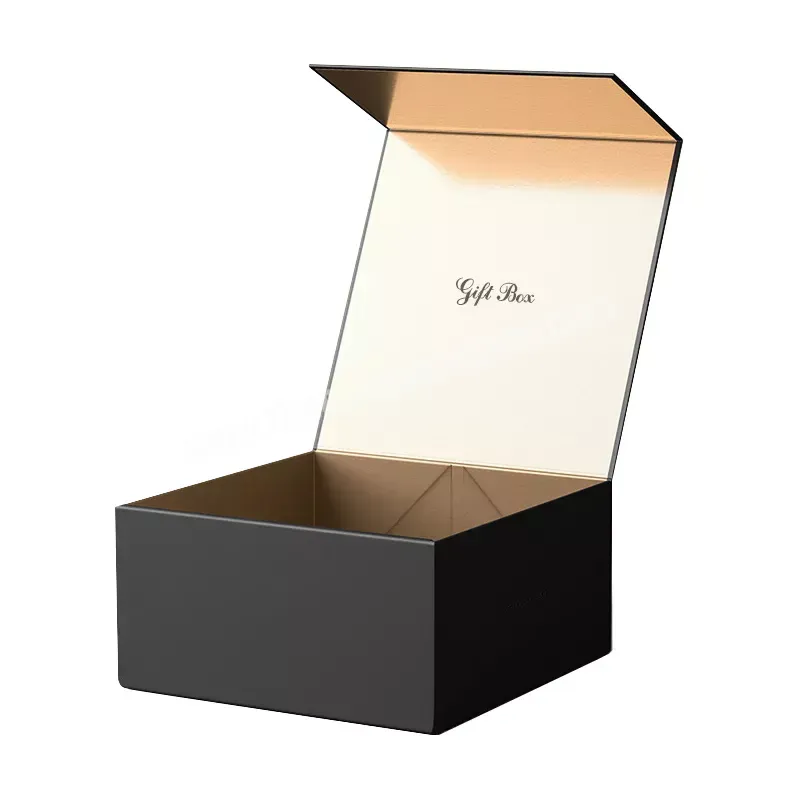 Black Square Packaging Paper Folded Gift Box Cardboard Magnet Closure Box - Buy Folded Cardboard Box,Ship In Flat Box,Folding Box Shipped Flat.