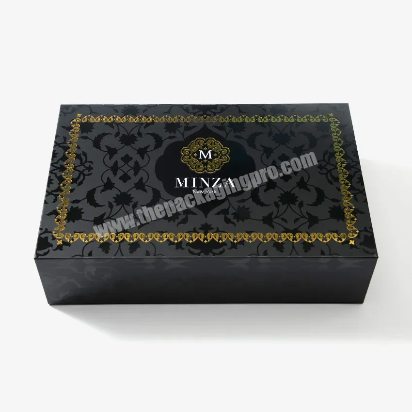 China Custom Luxury Flip Top Black Rigid Paper Box Magnetic Closure Gift Boxes Packaging With Flocked Sponge - Buy Paper Gift Box,Box Packaging,Luxury Gift Box.