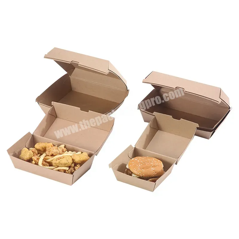 China Origin Factory Custom High Quality Recyclable Burger French Fries Hot Dog Box Paper Packaging Hamburger Box Food Container - Buy Custom Small Capacity Folding Paper Oil-proof Packaging Boxes Brown Kraft Paper French Fries Box Kraft Paper Food C