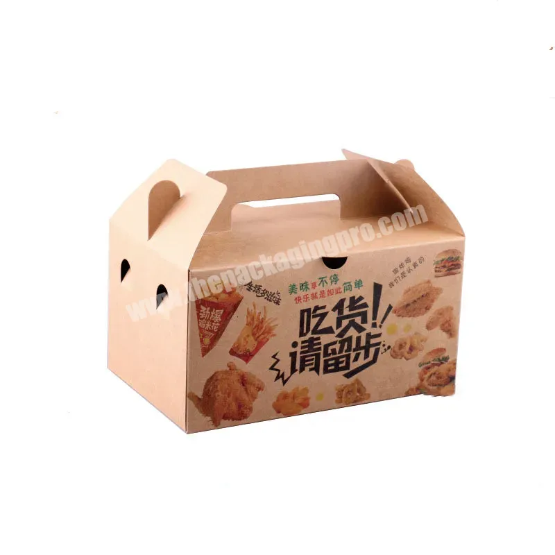 China Wholesale Manufacturers Custom Printing Logo Biodegradable White Food Grade Fried Chicken Paper Packaging Box With Handle - Buy Custom White Eco Biodegradable Food Grade Paper Fast Food Packaging Roast Fried Chicken Lunch Food Take Out Cardboar