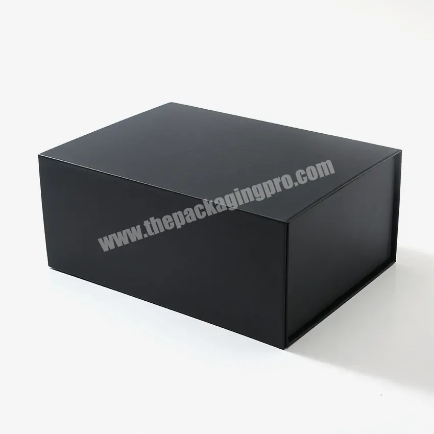 Custom Branding Matte Black Magnetic Closure Paper Gift Box For Garments Ribbon Handle Rectangular Folding Clothing Packaging - Buy Foldable Packaging Box,Cardboard Foldable Box,Collapsible Foldable Box.