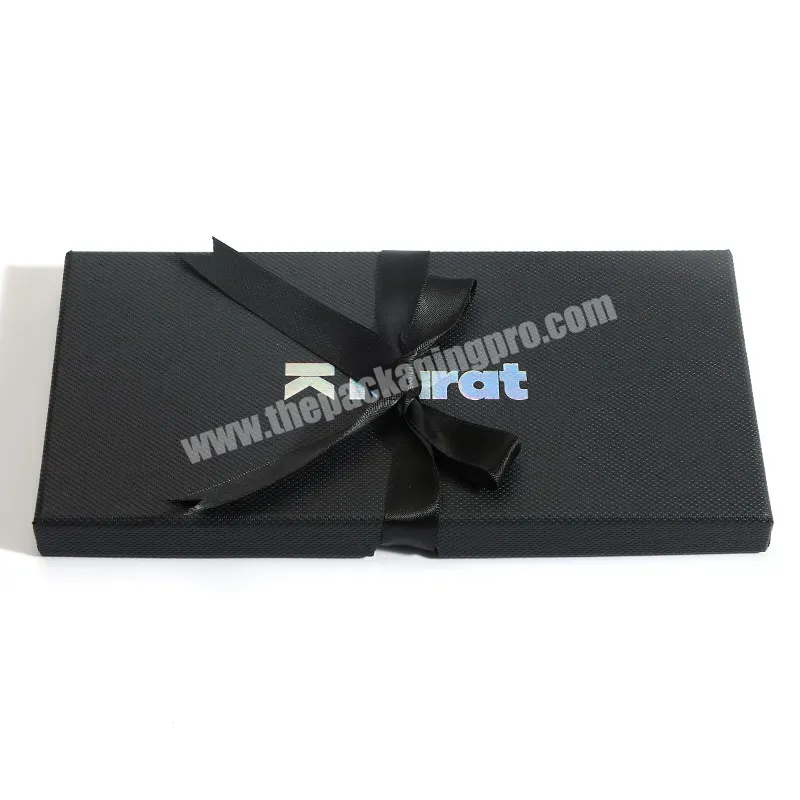 Custom Cheap Press Silver Logo Lid Bottom Black Art Paper Gift Box With Ribbon - Buy Black Gift Box,Packaging Box,Cheap Paper Box.