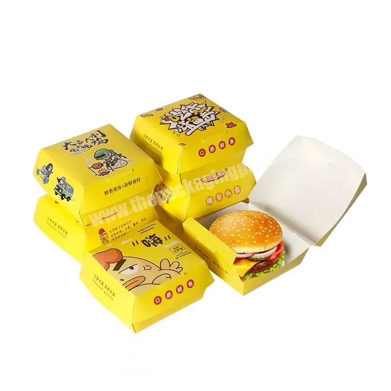 Custom Factory Design Logo Hot Dog Hamburger Fast Food Takeaway Food Packaging Kraft Corrugated Cardboard Paper Burger Box - Buy Custom White Food Grade Recyclable Take Out French Fries Fried Chicken Carton Cardboard Packaging Hamburger Burger Box Wi