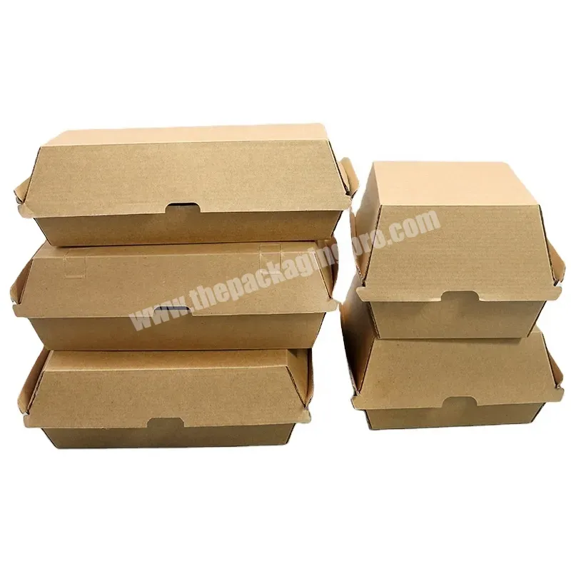 Custom Logo Printing Eco-friendly Disposable Fast Food Take Out Brown Corrugated Hamburger Packaging Boxes Biodegradable Burger - Buy Custom Logo Biodegradable Bakery Lunch Takeaway Food Hamburger Containers Packaging Corrugated Paper Burger Box For