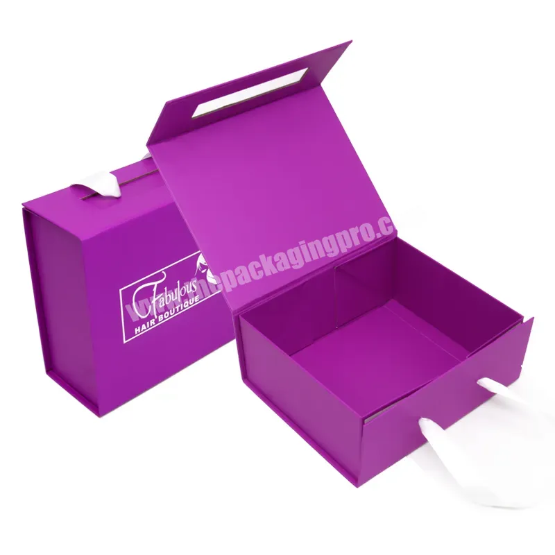 Custom Luxury Hardbox Cardboard Magnetic Lid Purple Paper Gift Box With Handle Foldable Rigid Hard Box Packaging - Buy Hard Box Packaging,Hardbox Packaging,Purple Paper Gift Box.