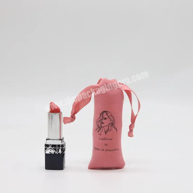 Custom Print Mini Lipstick Shape Cosmetic Pouch With Logo Velvet Make Up Gift Drawstring Bag - Buy Lipstick Bag,Mini Lipstick Bag,Lipstick Shape Bag.