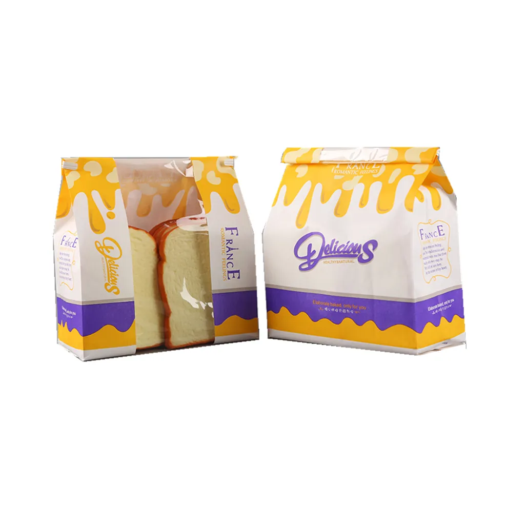 Custom Printed White Small Bakery Cookies Donut Toast Bag Food Grade Kraft Bread Packaging Sandwich Paper Bag With Clear Window - Buy Customized Wholesale Transparent Window Packing Bread Cookie Biscuit Personalized Kraft Paper Printed Your Own Logo