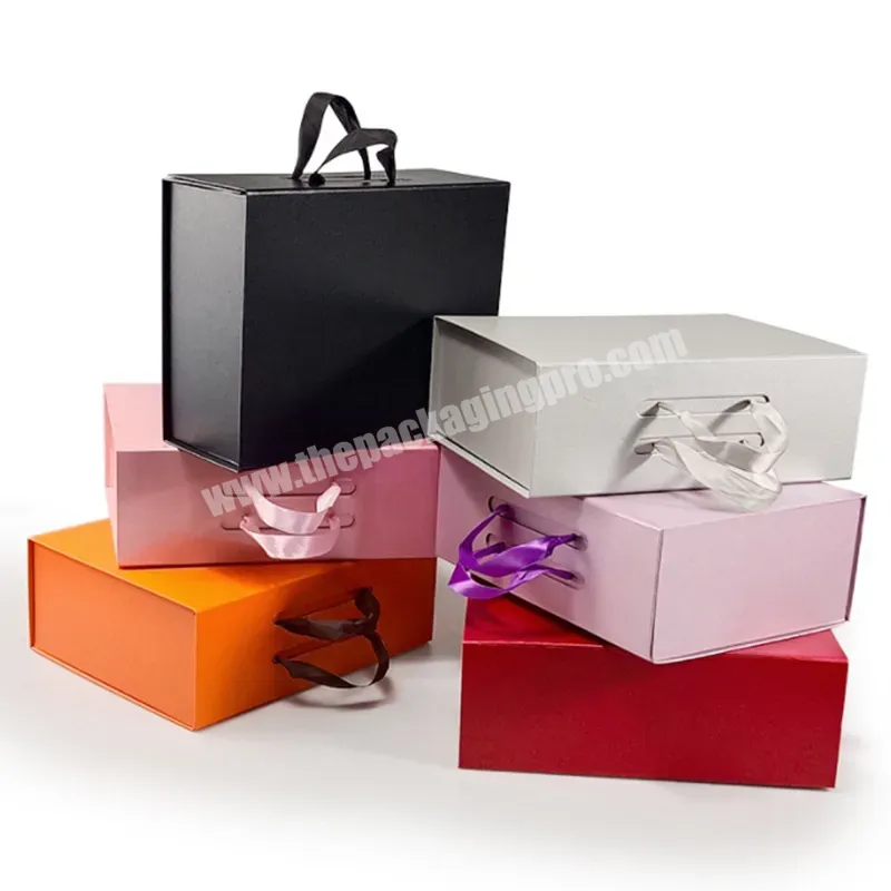 Custom Recycled Folding Paper Flat Box Custom Logo Luxury Cardboard Storage Packing Magnetic Ribbon Gift Boxes For Wedding - Buy Custom Packaging Gift Paper Box Printing,Paper Boxes Packaging,Magnetic Gift Paper Box.