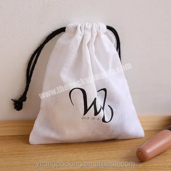Custom White Cotton Muslin Gift Pouch Bag With Logo - Buy Cotton Pouch,Muslin Cloth Bag,Custom Bags With Logo.