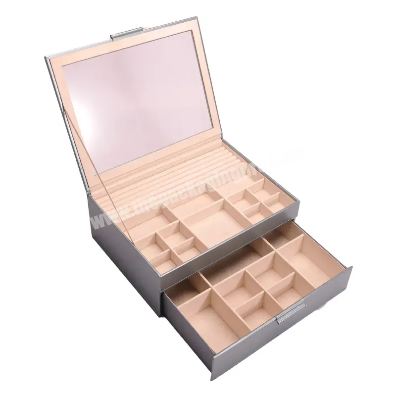 Custom Woman Drawer Earring Ring Boxes Leather Jewelry Box Packaging With Mirror - Buy Leather Jewelry Box Packaging With Mirror,Drawer Earring Ring Boxe,Leather Jewelry Box Packaging.