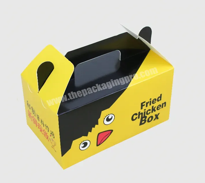 Customized Logo Printed Biodegradable Eco Food Grade Fried Chicken Takeaway Takeout Tote Carry Paper Packaging Box With Handle - Buy Custom Manufacturer Supplier Portable Handle Takeaway Kraft Food Paper Packaging Boxes For Fried Chicken Printed You