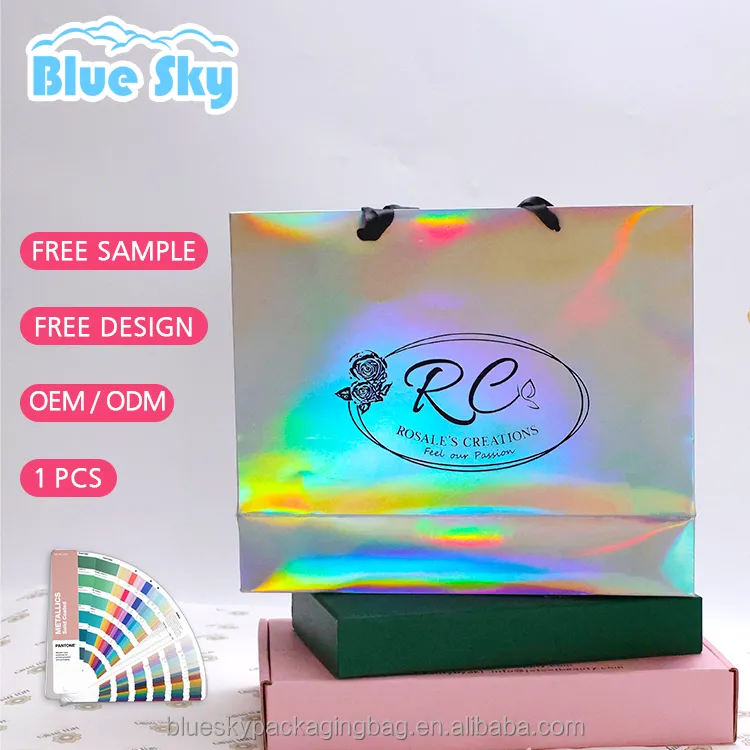 Dazzling Highlights Fashion Items Custom Holographic Shopping Bags Gift Paper Bags Packaging And Handling Luxury Bags Wedding - Buy Printing Commercial Luxury Shopping Gift Paper Bag,Boutique Shopping Packaging Paper Bag For Clothing Shoes,Custom Des