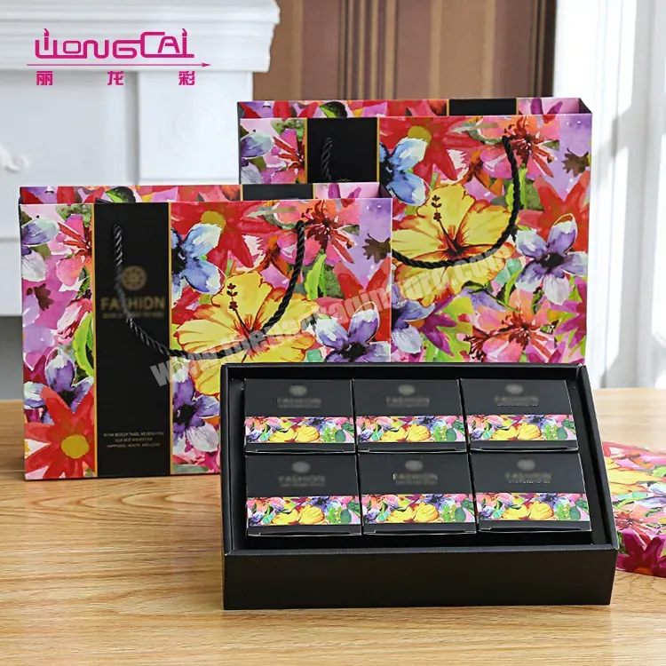 Delicate Floral Colorful Printing Luxury Gift Box Mooncake Packaging With Lid - Buy Mooncake Packaging Box,Luxury Gift Box Packaging,Paper Box With Lid.