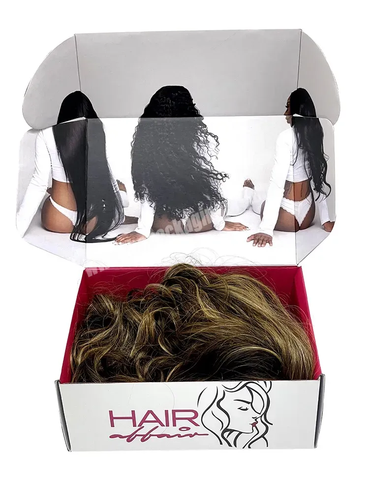 Free Design Hair Bundles Mailer Corrugated Box Packaging Shipping Box Custom Logo - Buy Wig Box Custom Logo,Wig Box Luxury,Hair Bundles Box Wig Packaging.