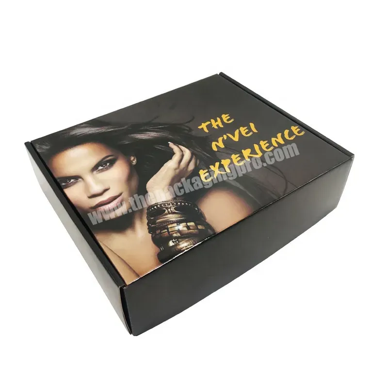 Glossy Human Hair Extensions Black Paper Box Wigs Packaging Shipping Box - Buy Cosmetics Gift Box Custom,Makeup Box Packaging,Nail Polish Oil Mailer Box.