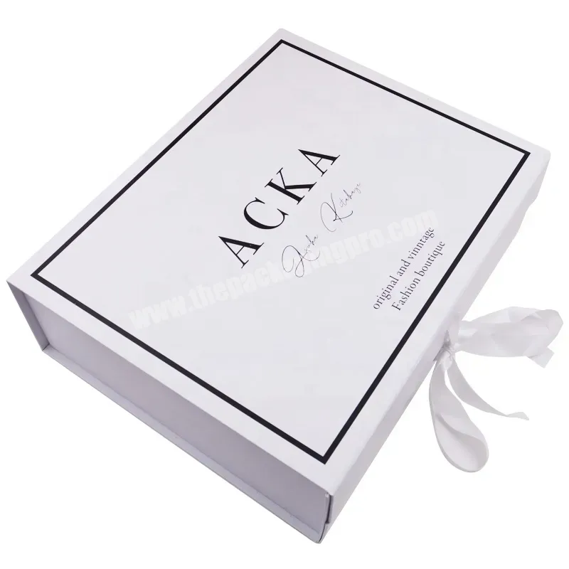 High End Folding Apparel Gift Box With Ribbon Custom Logo Luxury Wedding Dress Shirts Shoes Magnetic Packaging Book Shaped Box - Buy Magnetic Box Luxury,Folding Gift Box,Magnetic Box For Clothing.