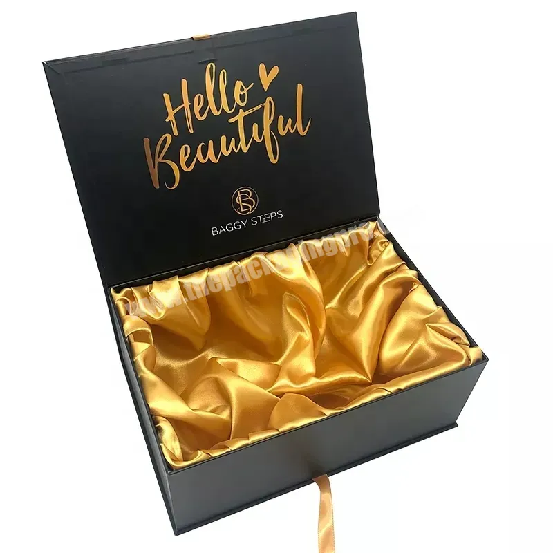 Luxury Black Handbag Shoes Gift Box With Magnetic Lid Printing Logo Custom Cosmetics Beauty Box Cardboard With Satin And Ribbon - Buy Gift Box With Magnetic Lid,Gift Boxes With Satin And Ribbon,Custom Cosmetics Beauty Box.