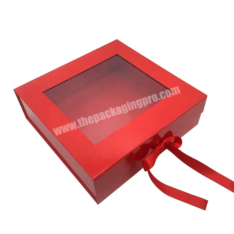 Luxury Gift Magnetic Box Paperboard Packaging With Clear Window And Ribbon - Buy Handbag Gift Box Packaging,Gift Box With Ribbon Handle,Bra Underwear Bikini Packaging Box.