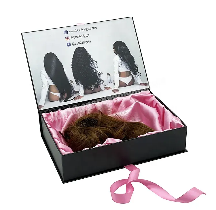 Luxury Wigs Gift Box With Ribbon And Satin Custom Logo Clothing T Shirt Dress Pants Packaging Box For Hair Extensions Products - Buy Wigs Gift Box,Human Hair Extensions Packaging Box,Gift Box With Ribbon And Satin.