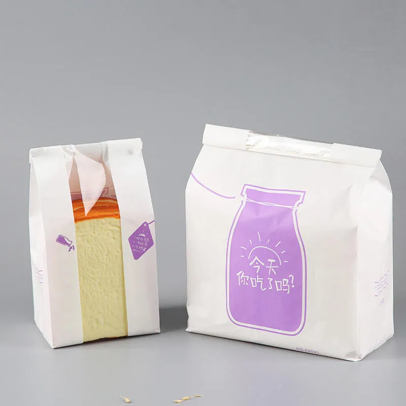 Professional Customized Printing Of Food Grade Bread Toast Puff Cookies Candy Packaging Four Sealed Pointed Bottom Paper Bags - Buy Customized Wholesale Transparent Window Packing Bread Cookie Biscuit Personalized Kraft Paper Printed Your Own Logo Ba