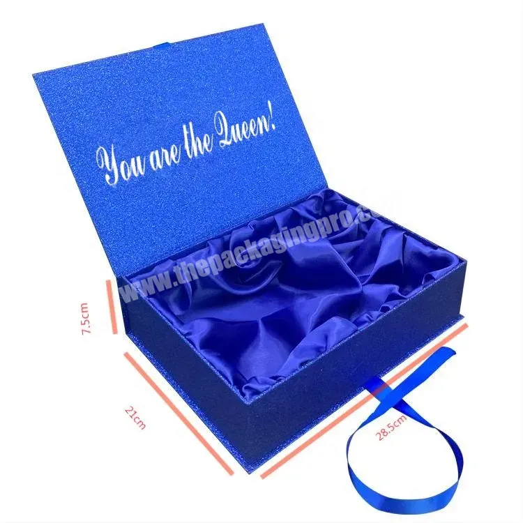 Wholesale Custom Design Luxury Shining Glitter Gift Box Logo Print Galaxy Wig Packaging Custom Packaging With Satin And Ribbons - Buy Luxury Shining Glitter Gift Box,Wig Box Custom,Gift Box With Ribbon And Satin.