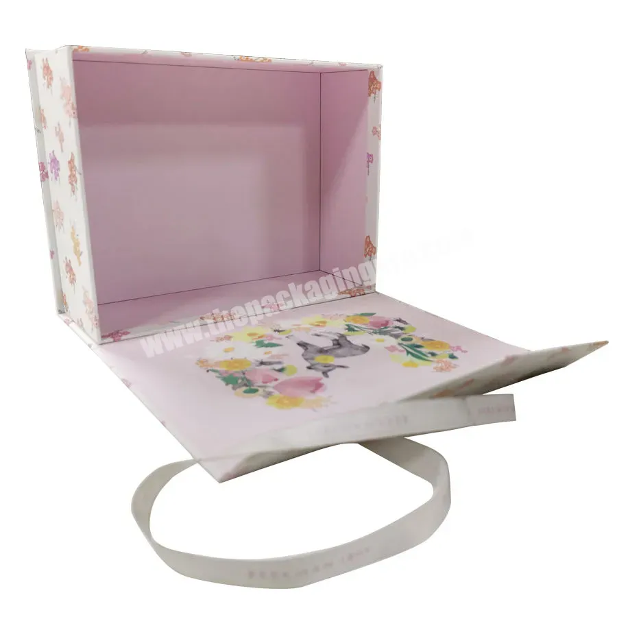 Wholesale Custom Pink Magnetic Gift Box With Ribbon Handle Skin Care Perfume Cosmetic Gift Packaging Box - Buy Pink Packaging Magnetic Box With Ribbon Handle,Cheap Personalized Cosmetic Gift Packaging Box With Ribbon,Custom Logo Gift Box With Magneti