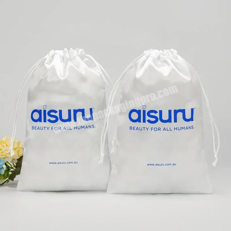 Custom Design High Quality Satin Bag Logo Printed Dust Bags Blue Logos Satin Dust Bag - Buy Satin Drawstring Bag For Cloth,Custom Satin Bag,Satin Drawstring Bag.