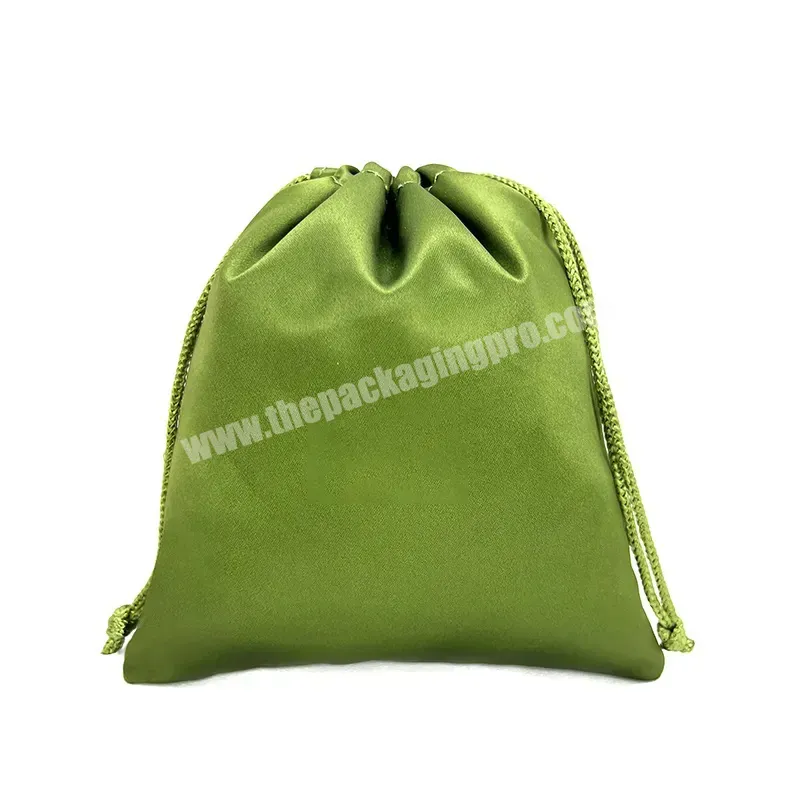 Custom High Quality Green Sustainable Thick Satin Drawstring Pouch Bag - Buy Thick Satin Pouch,Sustainable Satin Pouch,High Quality Satin Bag.