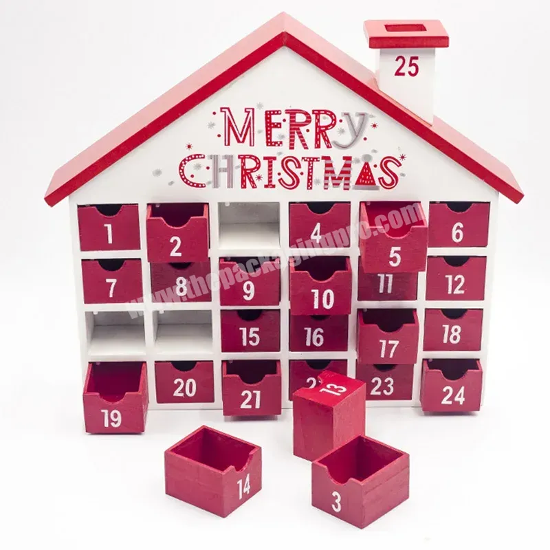 Custom Christmas Gift 25 Shots Advent Calendar Empty Present Box House Wooden Generic - Buy Advent Calendar Box Wooden,Wooden Advent Calendar Box Box With Pull-out Drawer Calendar,Custom Unfinished Natural Ourwarm New Arrive Diy Christmas Creative Vi